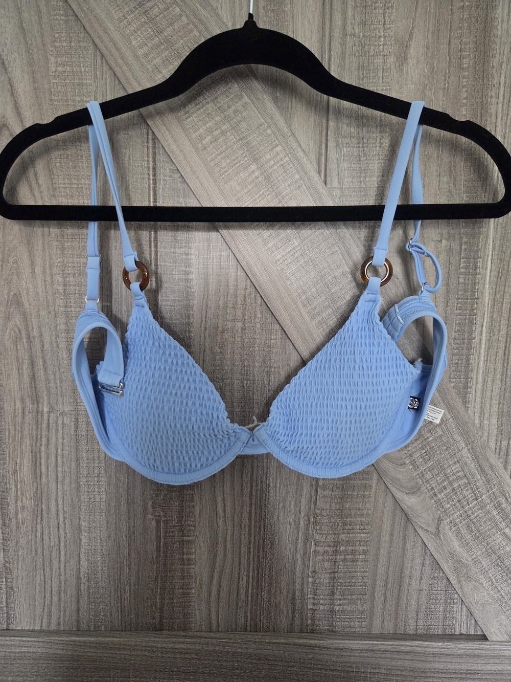 la Vie en Rose Light Blue Textured Bikini Top